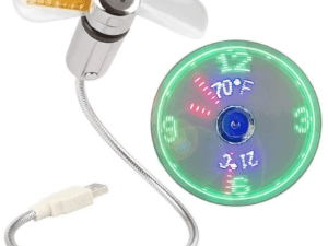 personal fan with LED message and time